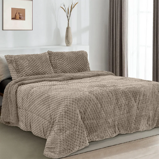 Κουβερτοπάπλωμα Υπέρδιπλο  230X250 +2 Μαξ/θήκες Valar-Taupe Lino Home