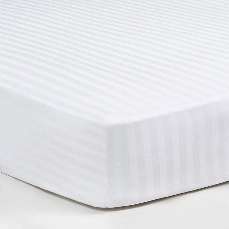 Σεντόνι Ξενοδοχειακό Σατέν Ριγέ 80%cotton-20%pes Περκάλι 220tc 90x200+40 Λάστιχο