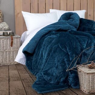 Κουβερτοπάπλωμα Μονό  160X220 Cozy Πετρόλ Boreas