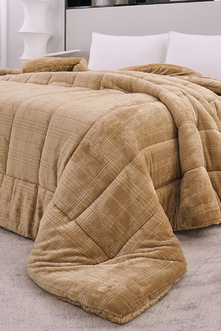 Κουβερτοπάπλωμα Υπέρδιπλο  220X240 Square Gold Liolios Home