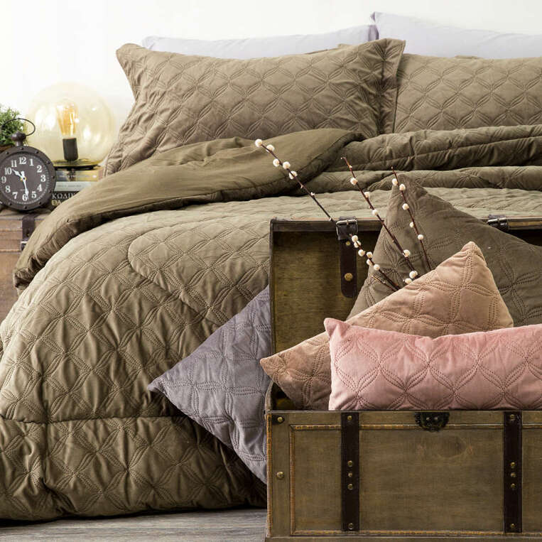 Πάπλωμα Υπέρδιπλο 220X240+2 μαξιλαροθήκες Valentina Λαδί Boreas