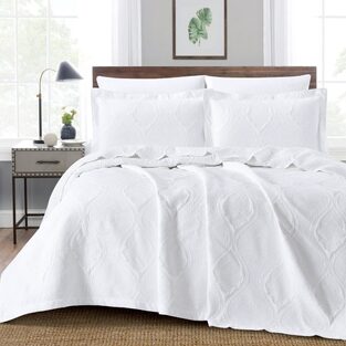 Κουβέρτα Ζακάρ Υπέρδιπλη 230X245 Damask Λευκή Boreas