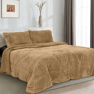 Κουβερτοπάπλωμα Υπέρδιπλο  230X250 +2 Μαξ/θήκες Valar-Beige Lino Home