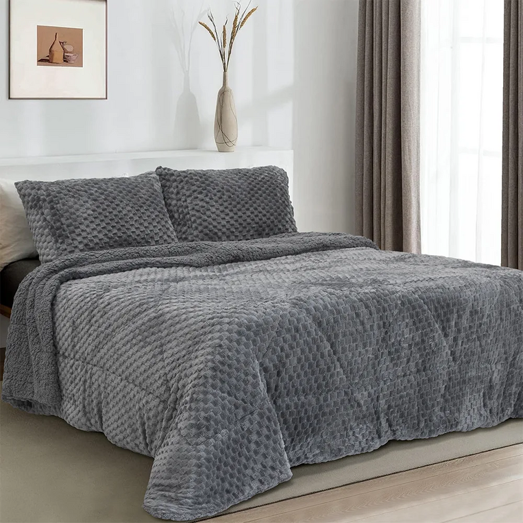 Κουβερτοπάπλωμα Υπέρδιπλο  230X250 +2 Μαξ/θήκες Valar-Grey Lino Home