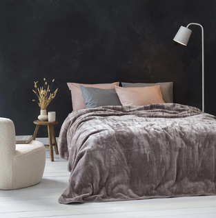 ΚΟΥΒΕΡΤΑ ΗΜ/ΠΛΗ 160Χ220 ΒΕΛΟΥΤΕ COPERTA CIGAR BEIGE NIMA