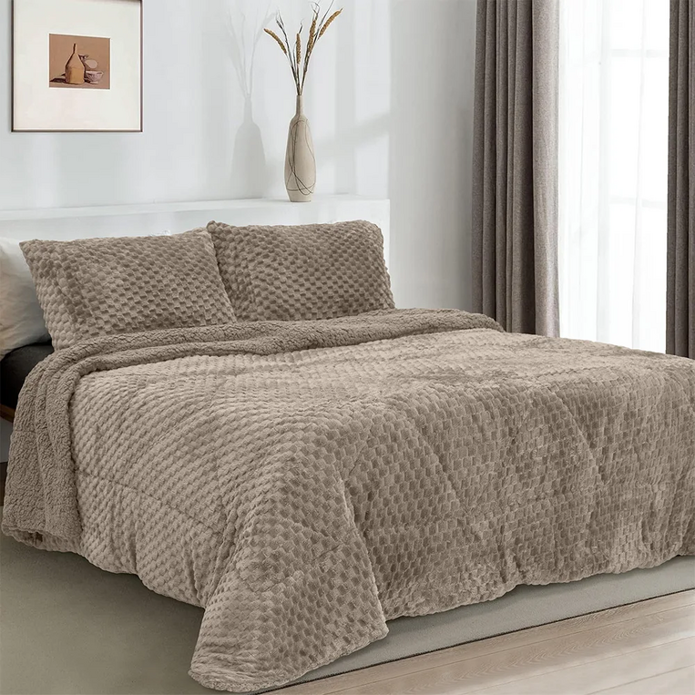 Κουβερτοπάπλωμα Μονό 160X240 +1 Μαξ/θήκη Valar-Taupe Lino Home